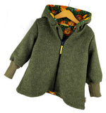 Walker coat mottled moss green with fir tree lion