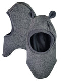 Schlupfmütze Merino Wollfleece Grau 50-54 mit Ohren