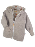 Walkjacke aus Merino Wollfleece sand meliert mit Fuchsi creme