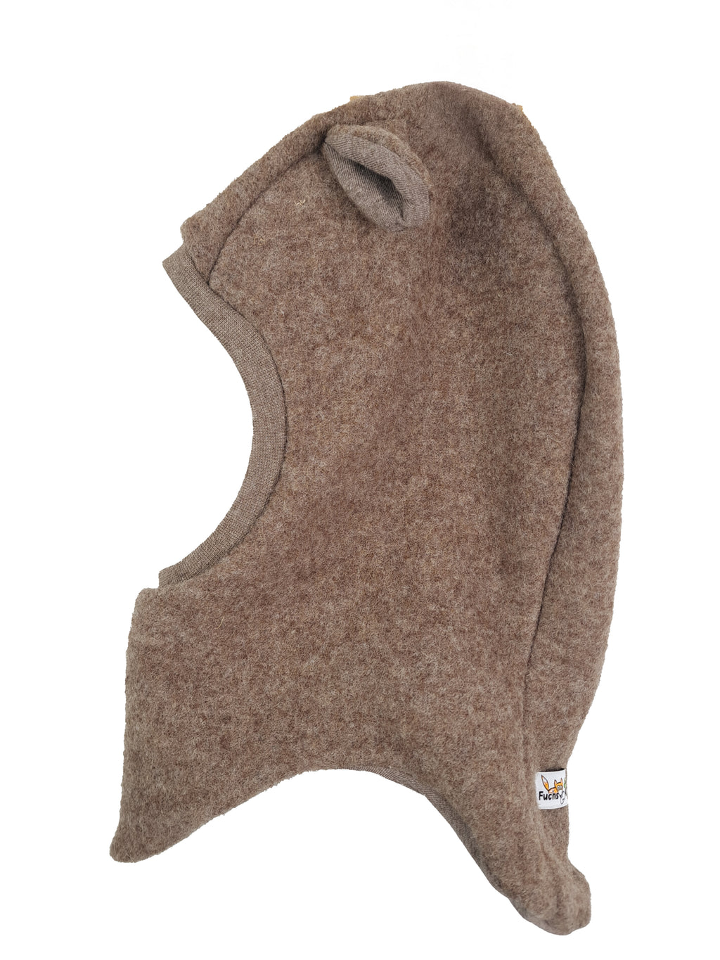 Balaclava made of mottled brown merino wool fleece