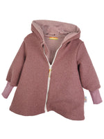 Walkmantel made of Merino wool fleece, old rose with mauve stripes