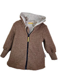 Walkmantel aus Merino Wollfleece braun meliert mit Waldfüchse