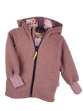 Fleece Jacket Made of Merino Wool Fleece in Old Rose with Lovely Flowers