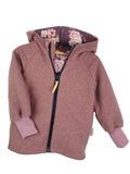 Walkjacke Merino Wollfleece altrosa mit Lovely Flowers 122/128