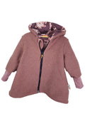 Walking coat made of merino wool fleece in old rose with Lovely Flowers