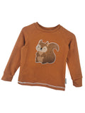 Long-sleeved T-shirt with squirrel patch, rust