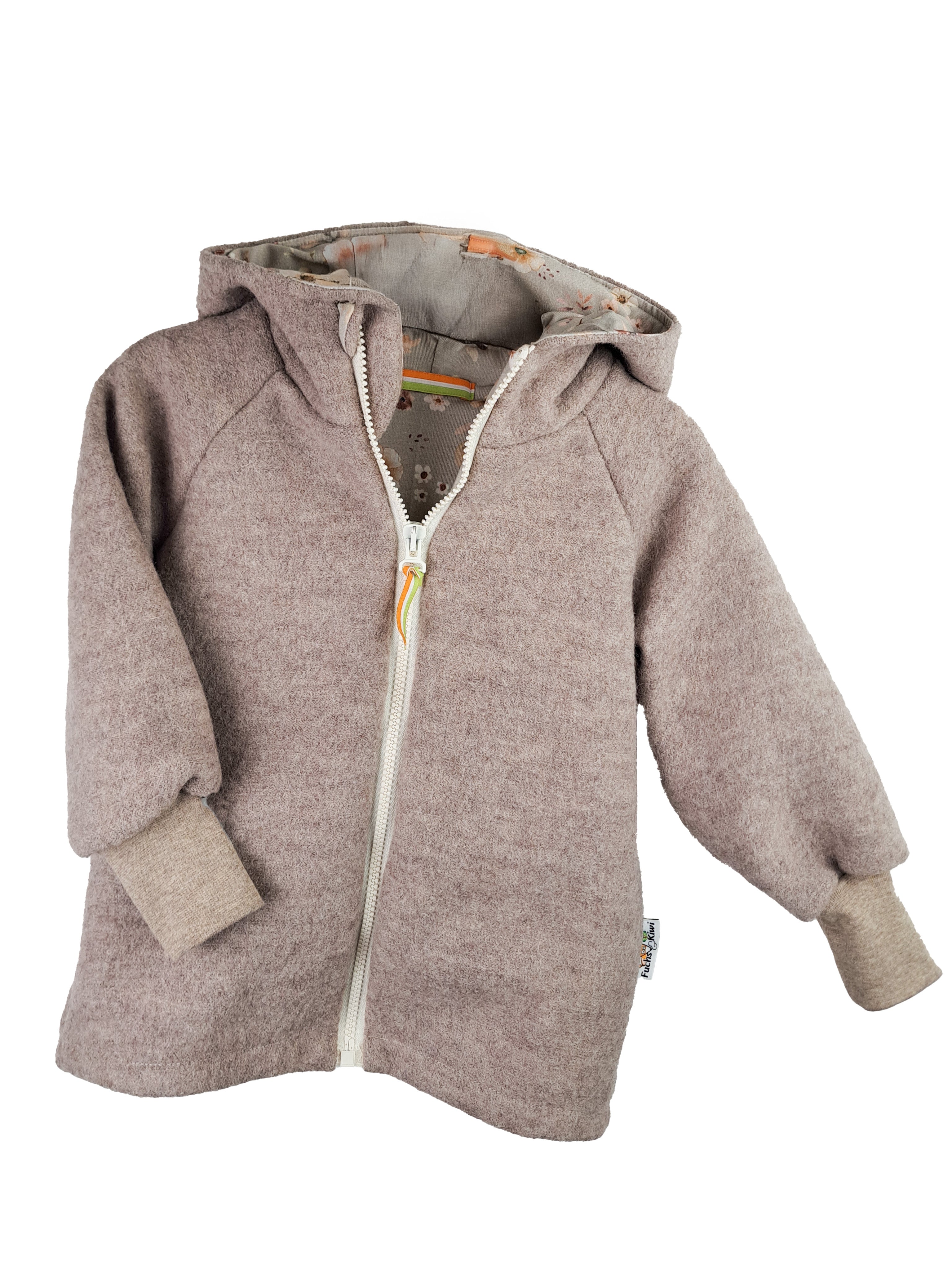 Walkjacke sand meliert mit Blumentraum sand
