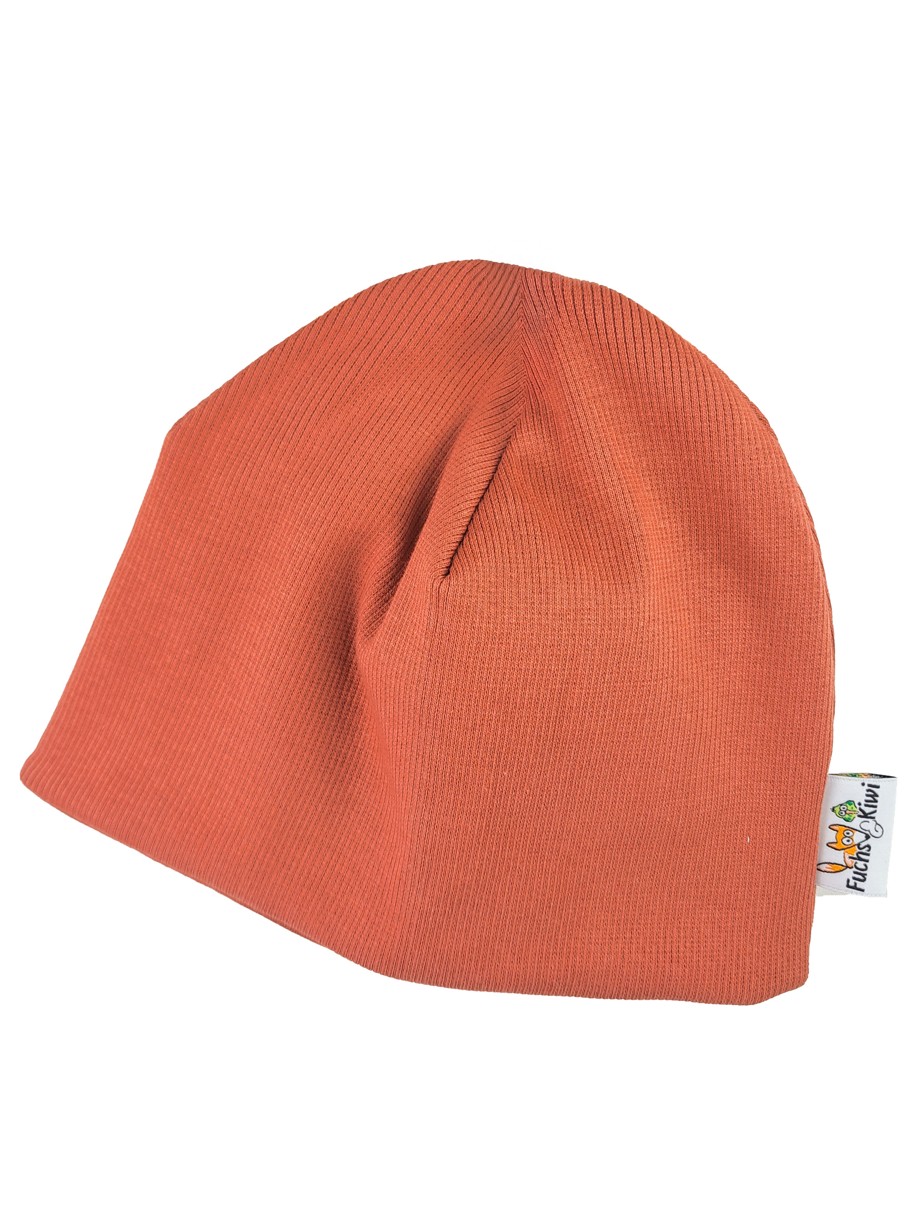 Beanie Feinripp rost 46-48 doppellagig