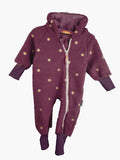 Overall aus Fleece Blümchen Flieder 80/86