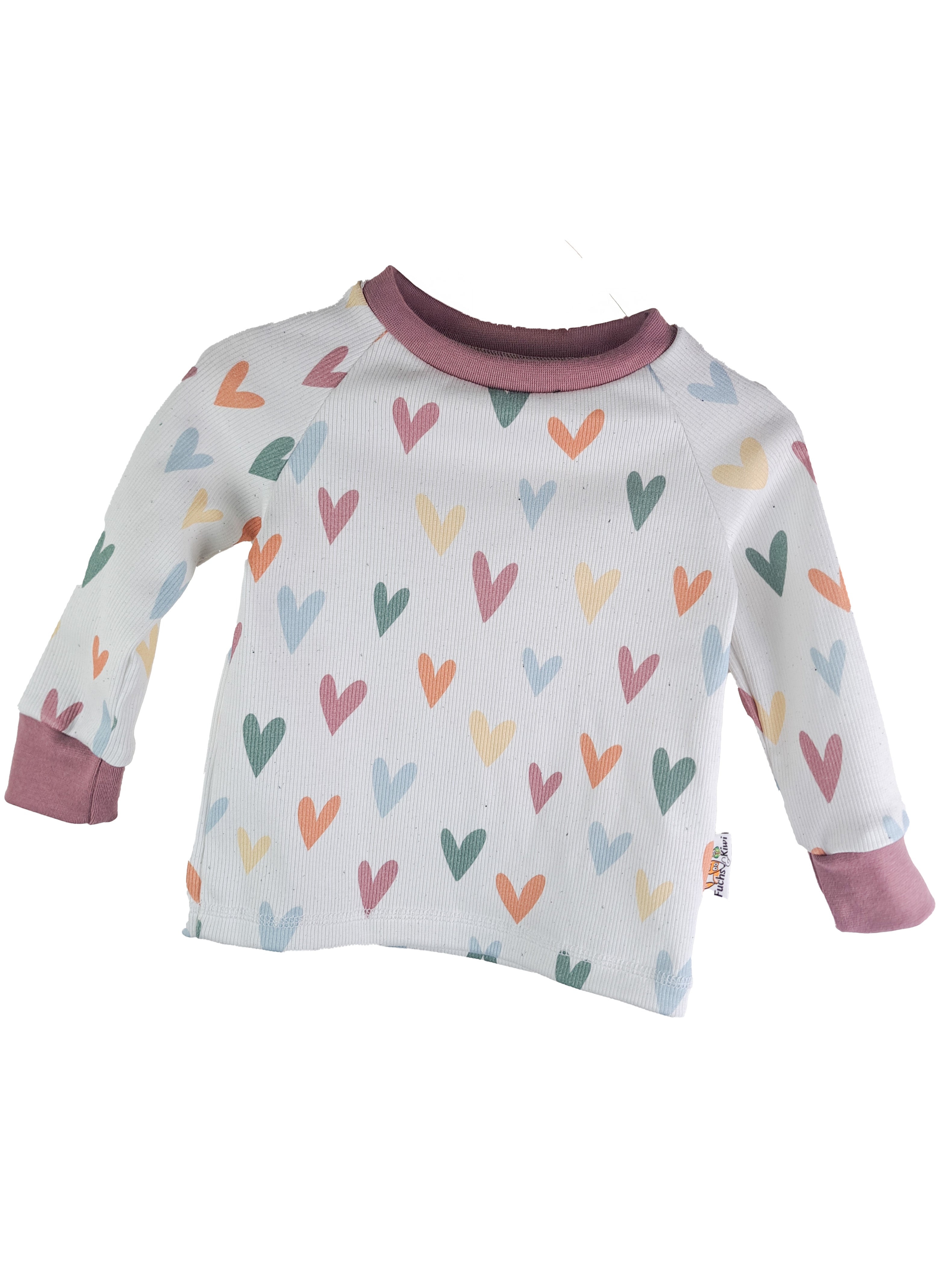 Langarmshirt Feinripp Herzen 74/80