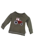 Langarmshirt Traktor rot-Patch khaki