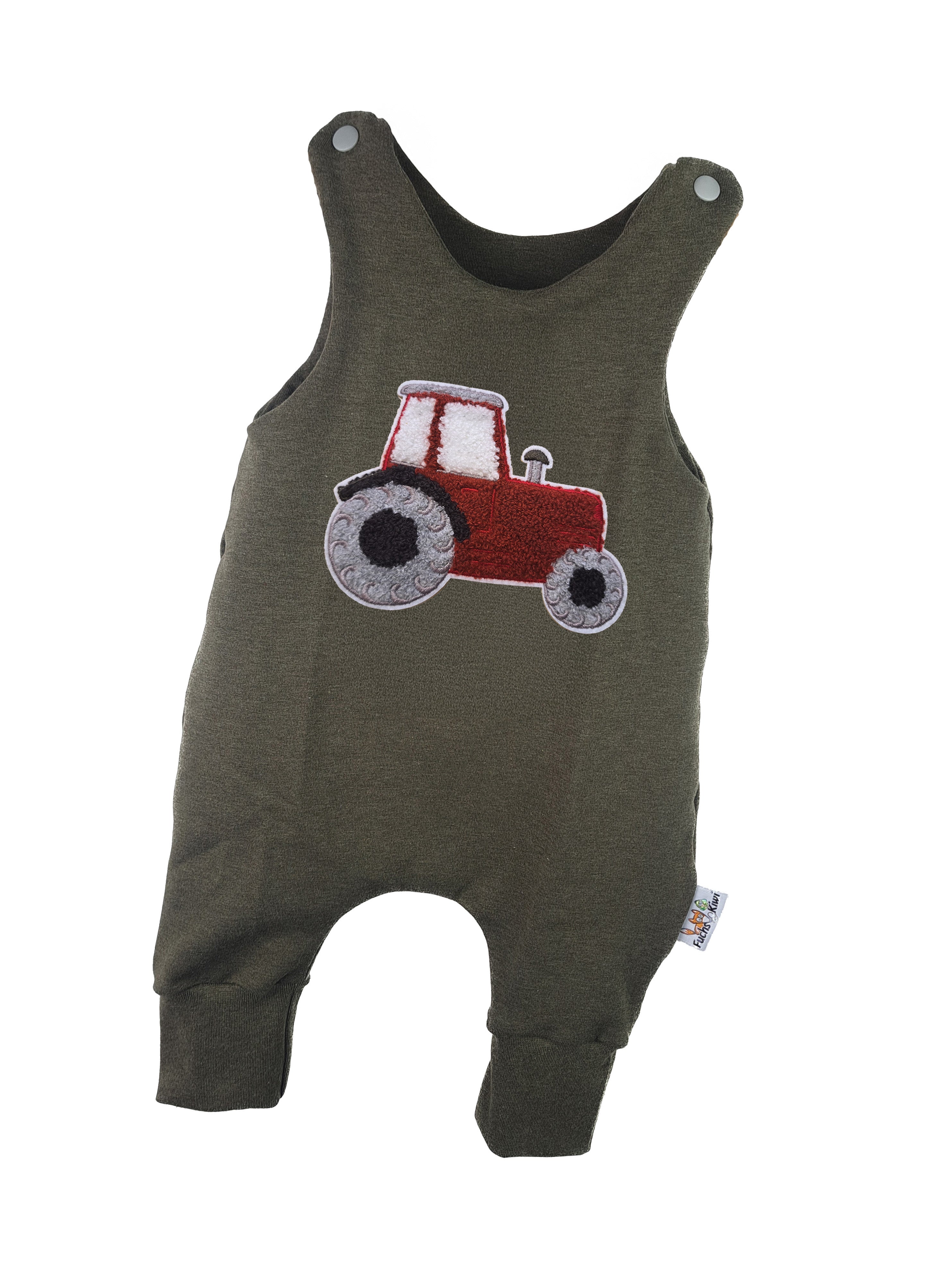 Romper Tractor Red Patch Khaki