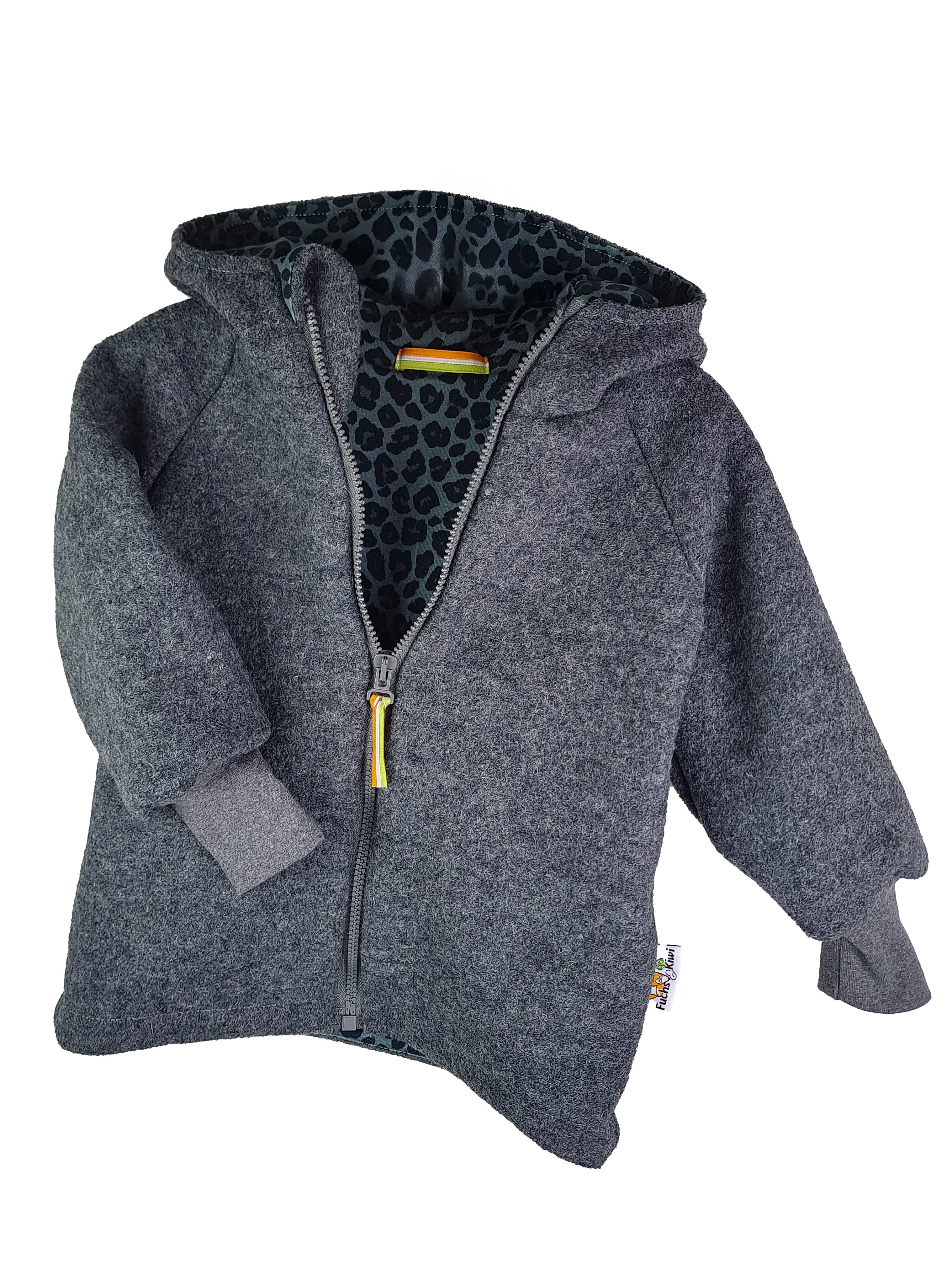 Walkjacke grau mit Leo anthrazit 86/92