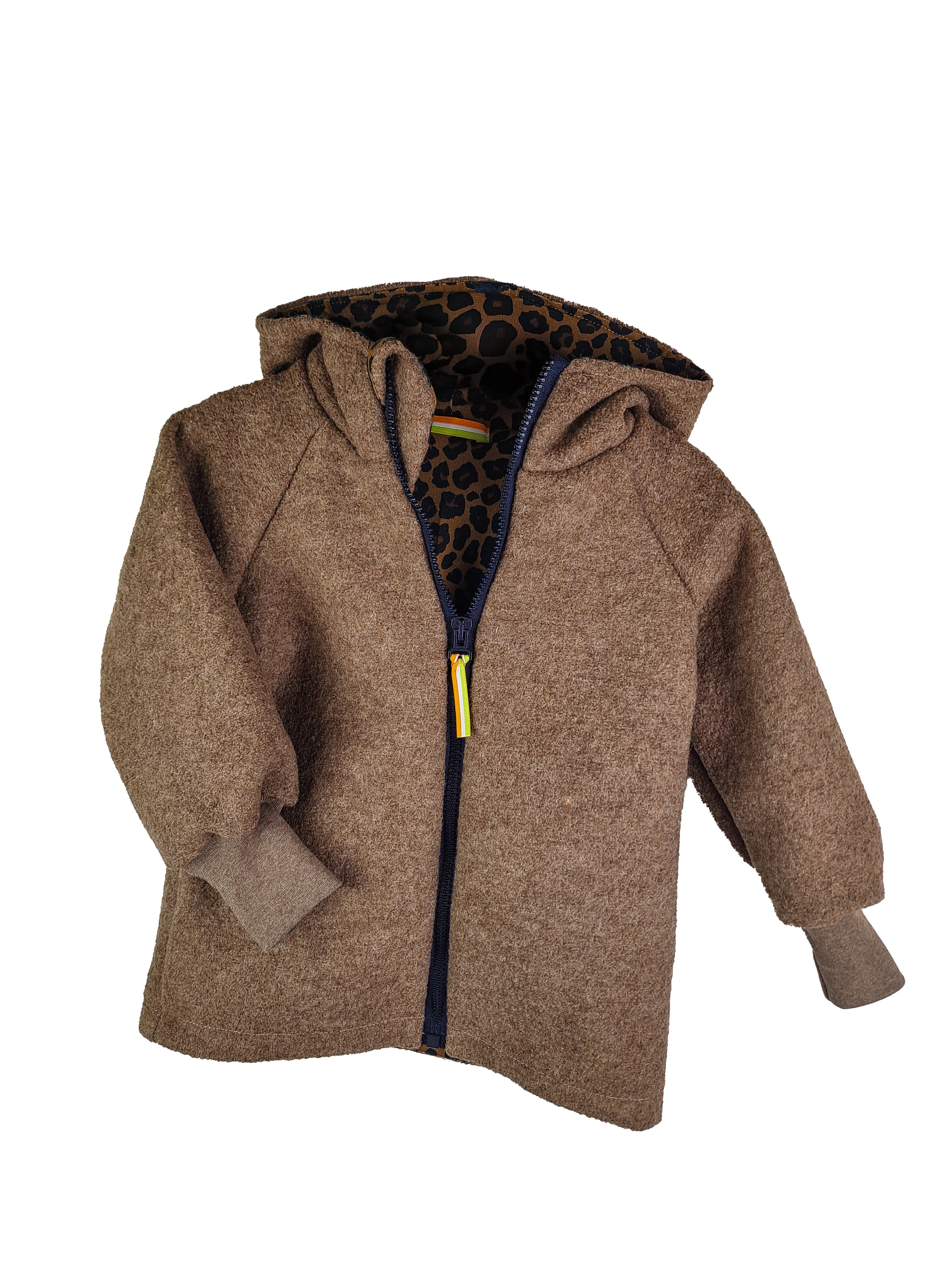Walkjacke braun meliert mit Leo braun 110/116