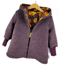 Wool coat lilac melange with lion berry