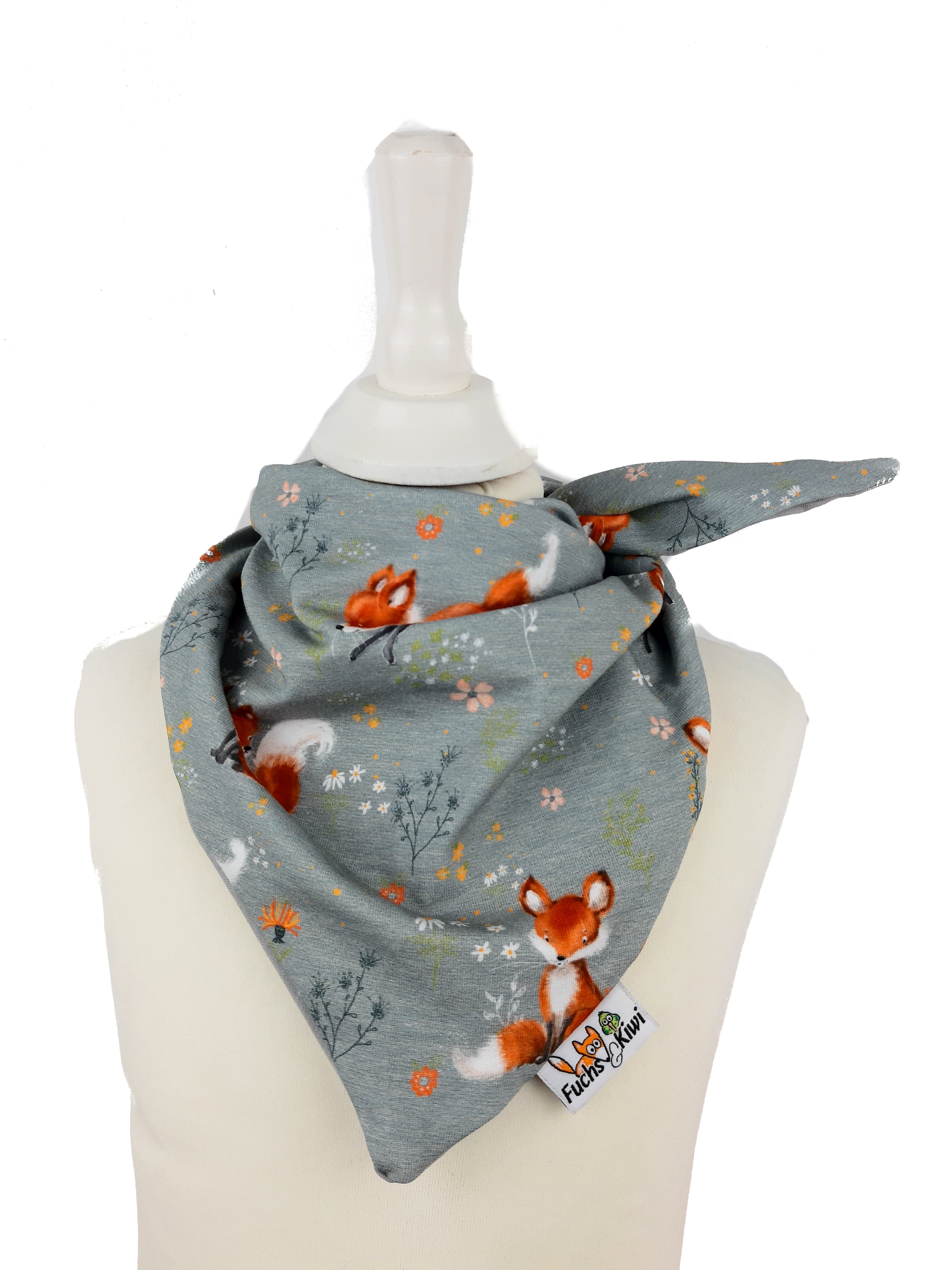 Tie-on scarf, fuchsia grey