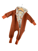 Crawler overall rust with fuchsia cream