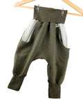 Indi Sweat Harem Pants mottled moss green with sage stripes