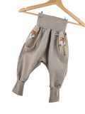 Indi Sweat Harem Pants sand mélange with Fuchsia sand
