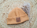 Hipster Beanie Feinripp curry 46-48 Logo MINI