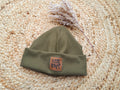 Hipster Beanie Feinripp khaki 46-48 Logo Líttle One