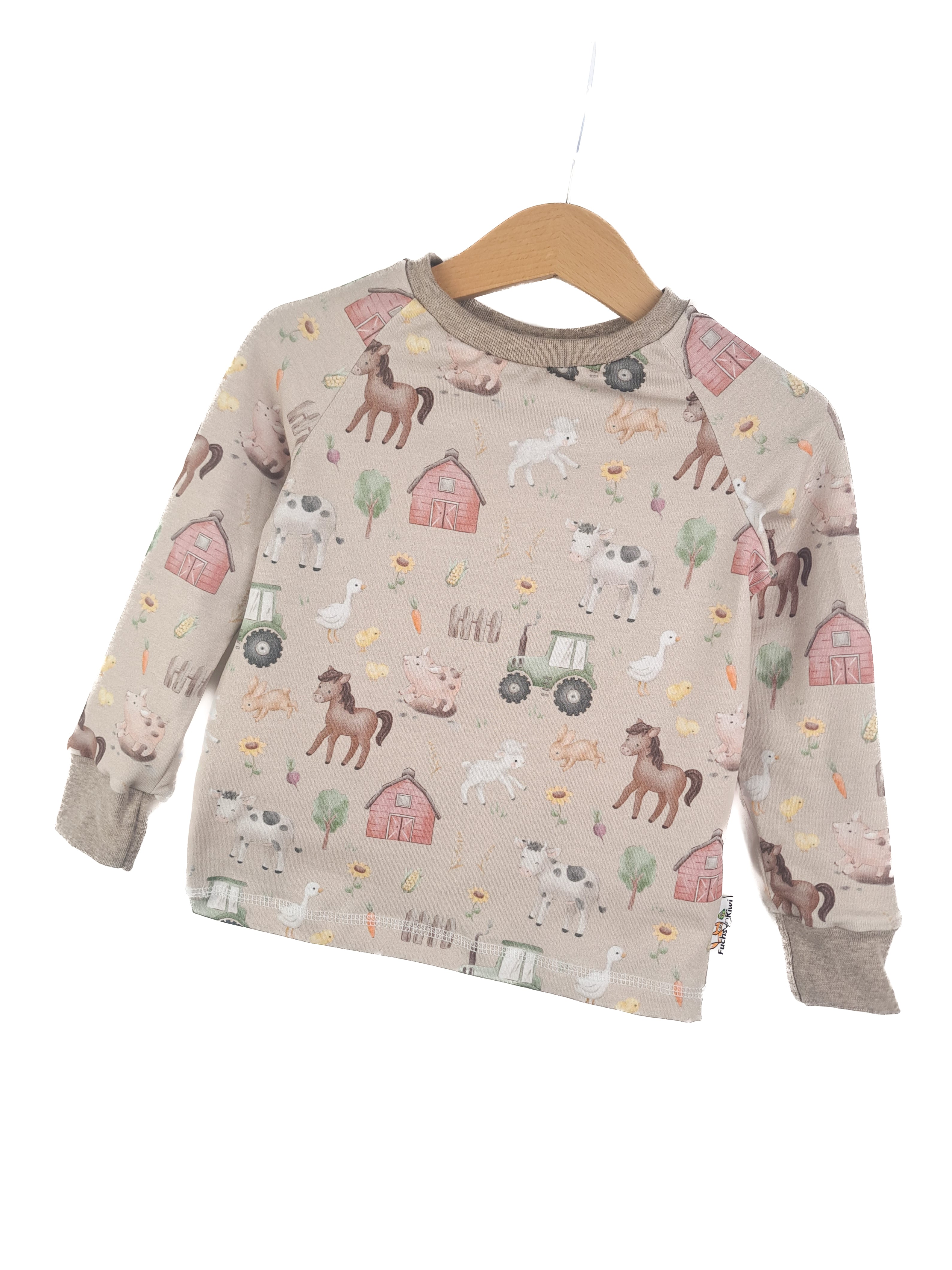 Langarmshirt Bauernhof sand