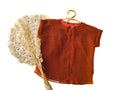 T-shirt with cuffed sleeves muslin rust