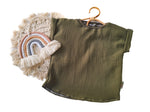 T-shirt with cuffed sleeves muslin khaki