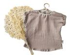 T-Shirt with cuffed sleeves, muslin, beige