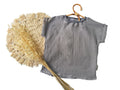 T-shirt with cuffed sleeves, muslin, grey