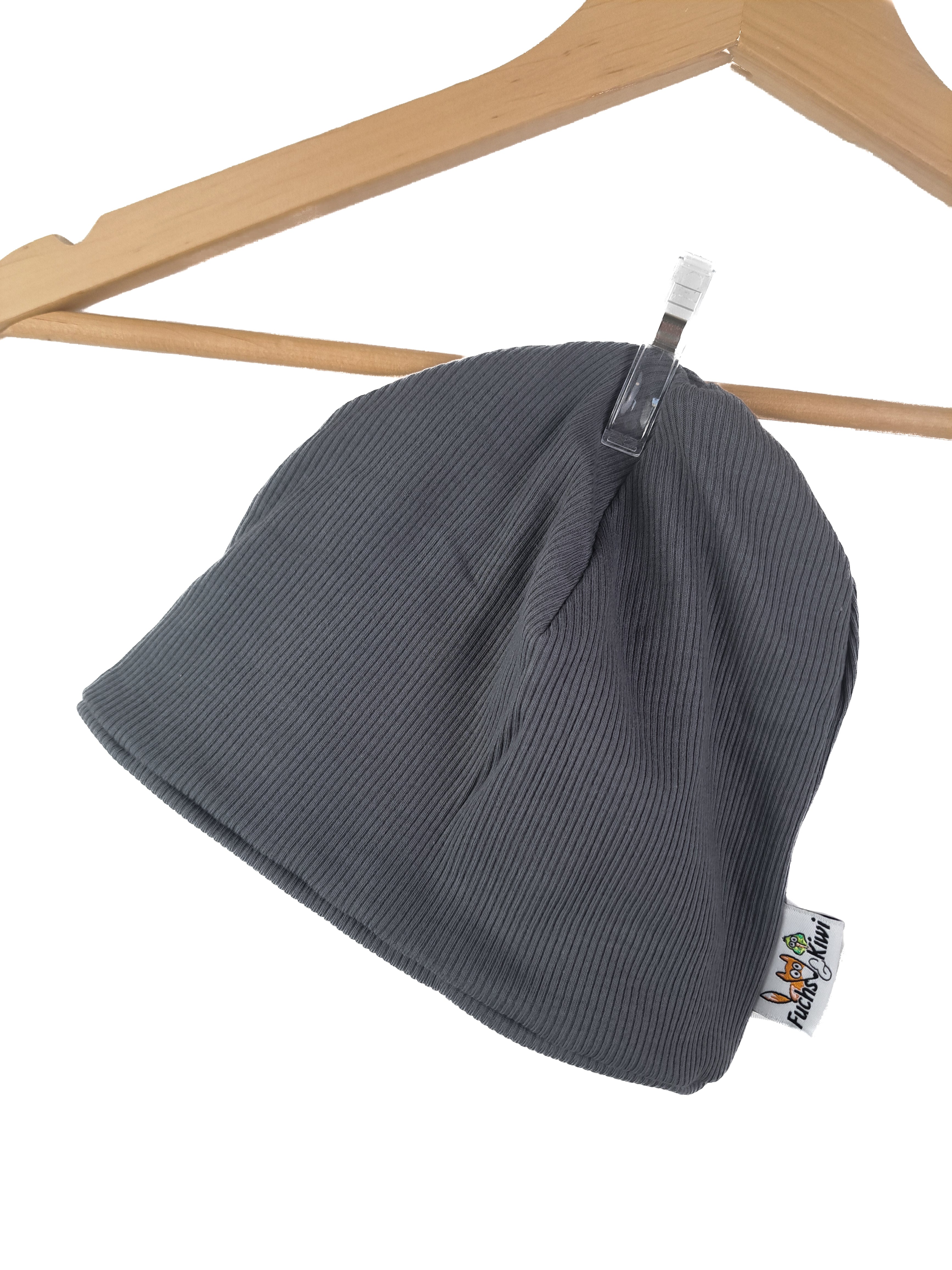 Beanie Feinripp anthrazit 50-54 doppelllagig