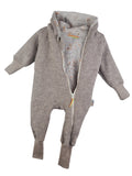 Walkoverall Merino Wollfleece sand meliert mit Blümchen sand 110/116