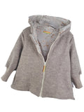 Walkmantel Merino Wollfleece sand meliert mit Blümchen sand 74/80