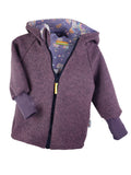 Walkjacke aus Merino Wollfleece flieder meliert mit Einhörner flieder