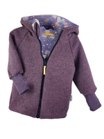 Walkjacke aus Merino Wollfleece flieder meliert mit Einhörner flieder