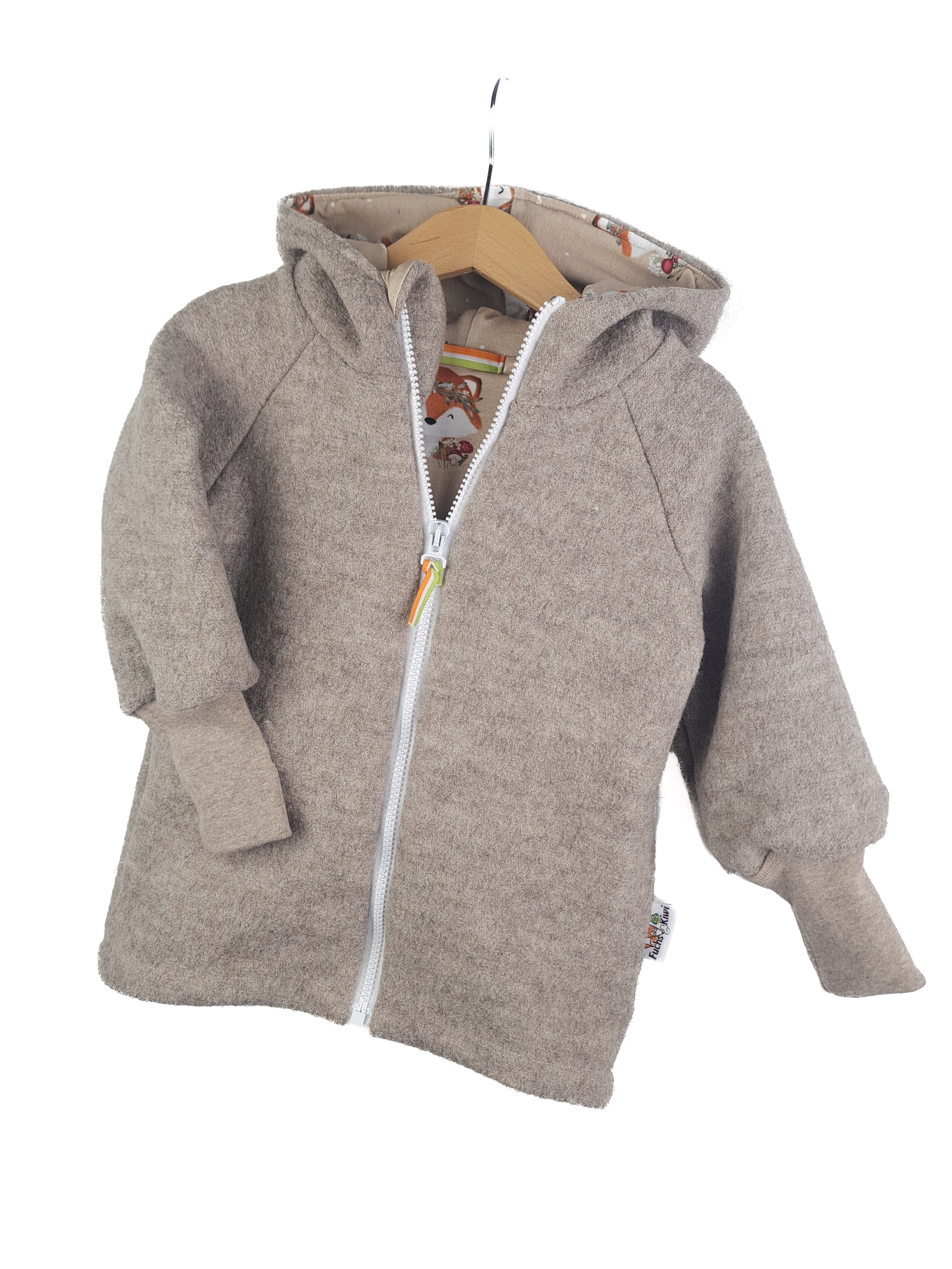Flecked sand felted jacket with Fuchsia sand