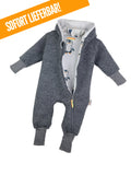 Walkoverall grau meliert mit Pinguinbaby
