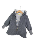 Melange grey boiled wool coat with penguin baby