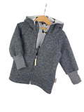 Wool jacket, grey mélange with baby penguin