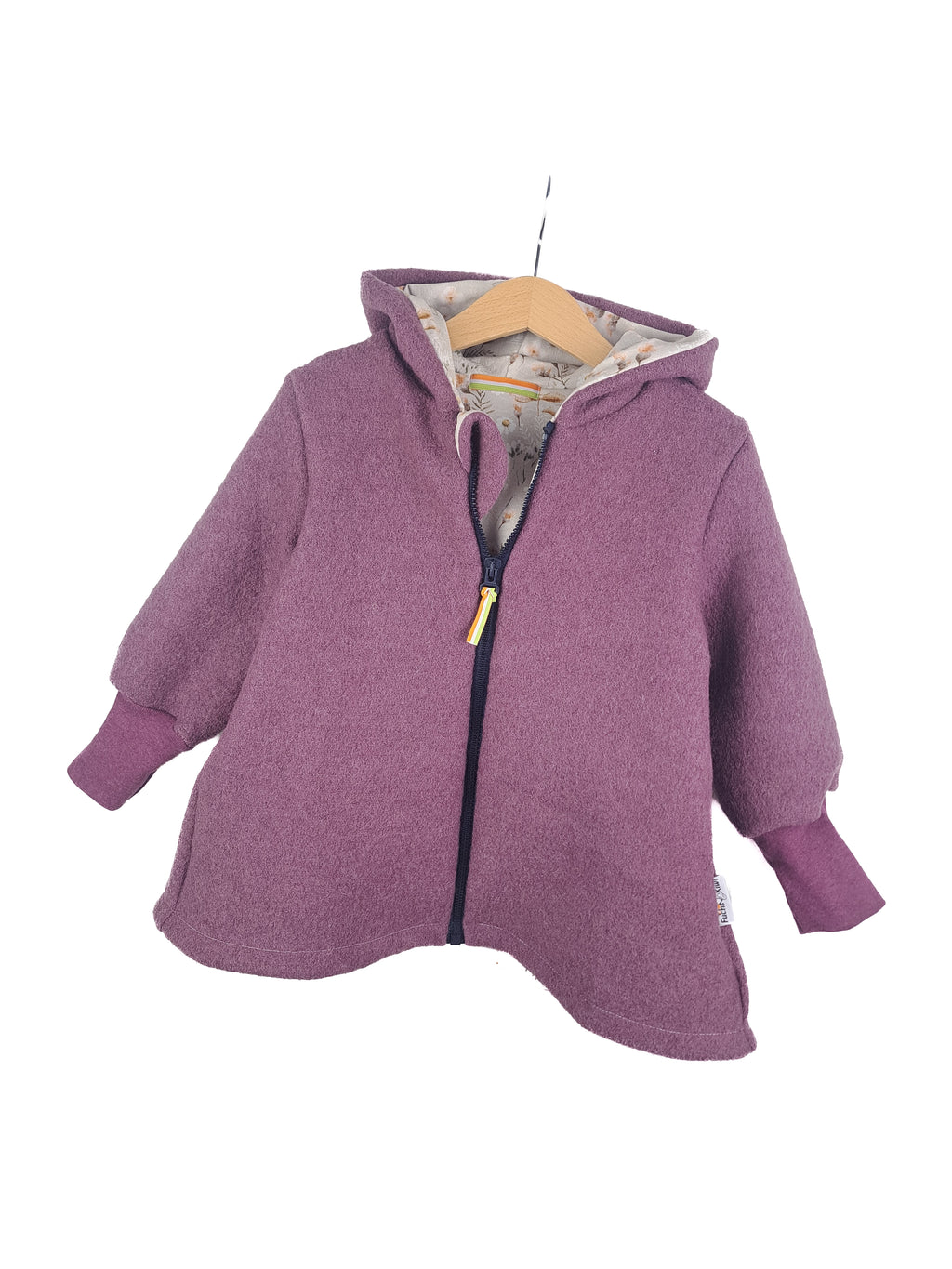 Fleece coat lilac with floral sand