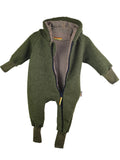 Boiled wool coat made of Merino wool fleece, sand mottled with fuchsia cream