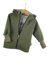 Walkjacke moosgrün meliert mit schreckliche Dinos