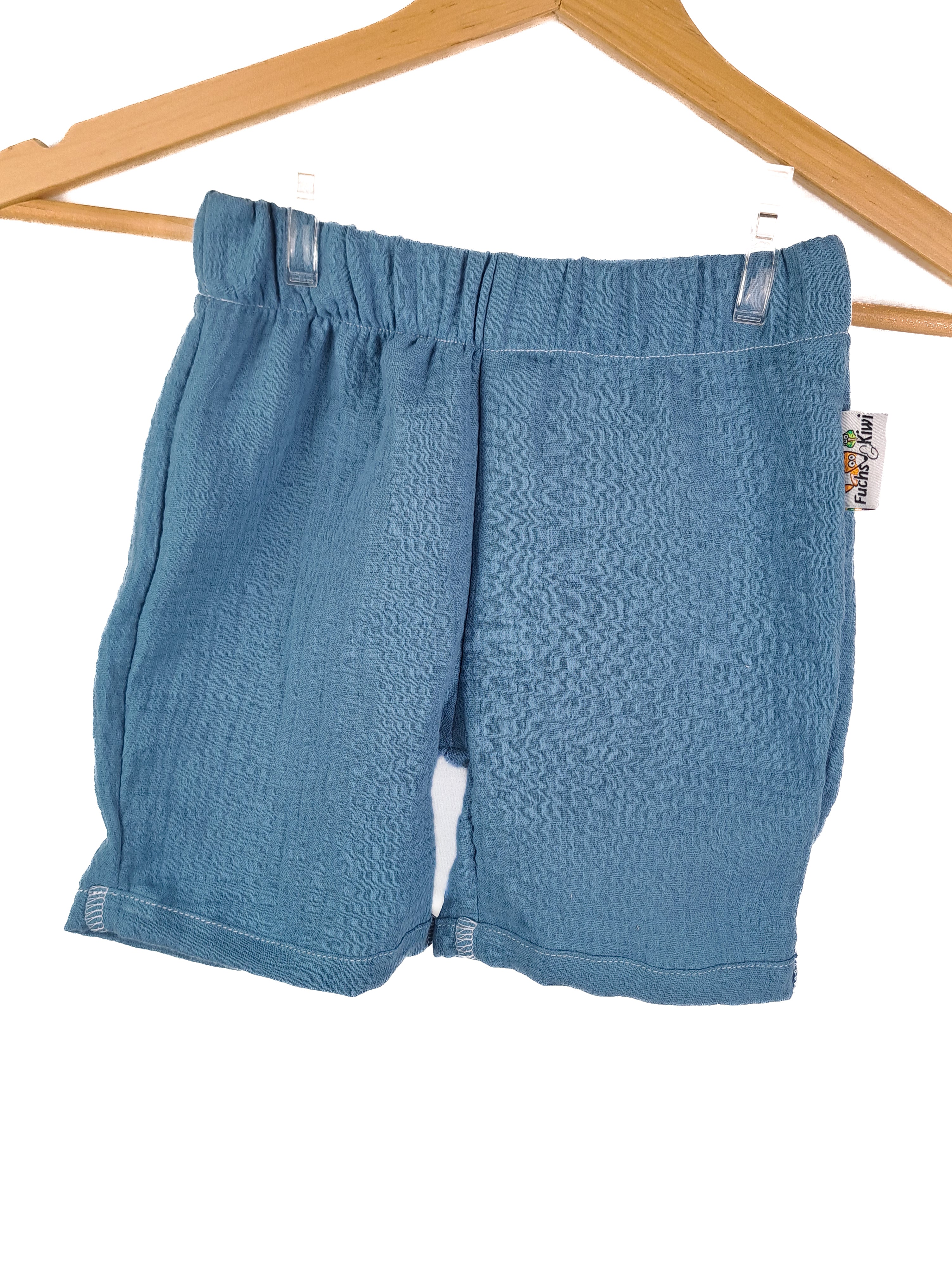 Kurze Shorts Musselin rauchblau 86/92