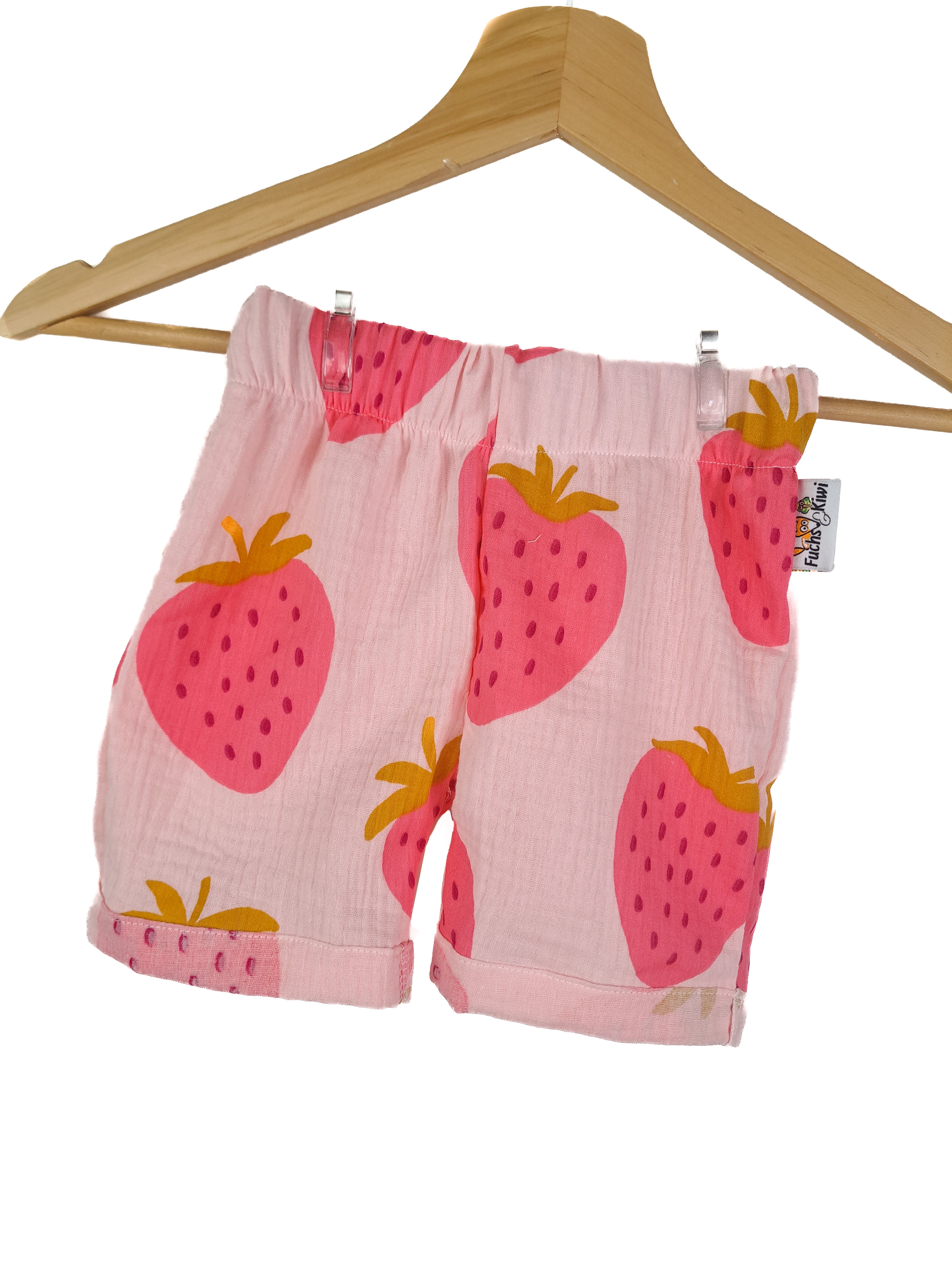 Kurze Shorts Musselin Erdbeeren 74/80