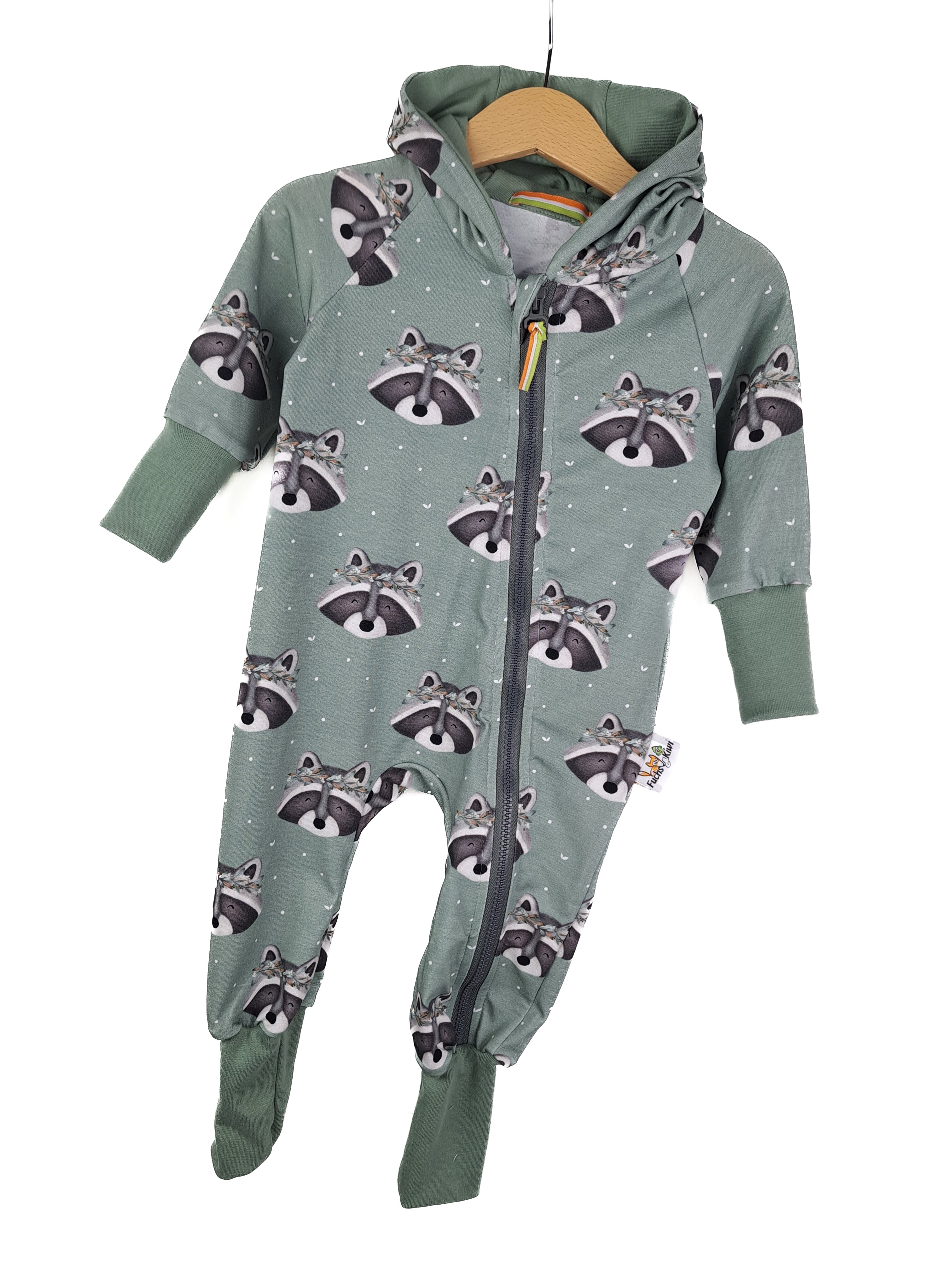 Sweatoverall Waschbär altmint 62/68
