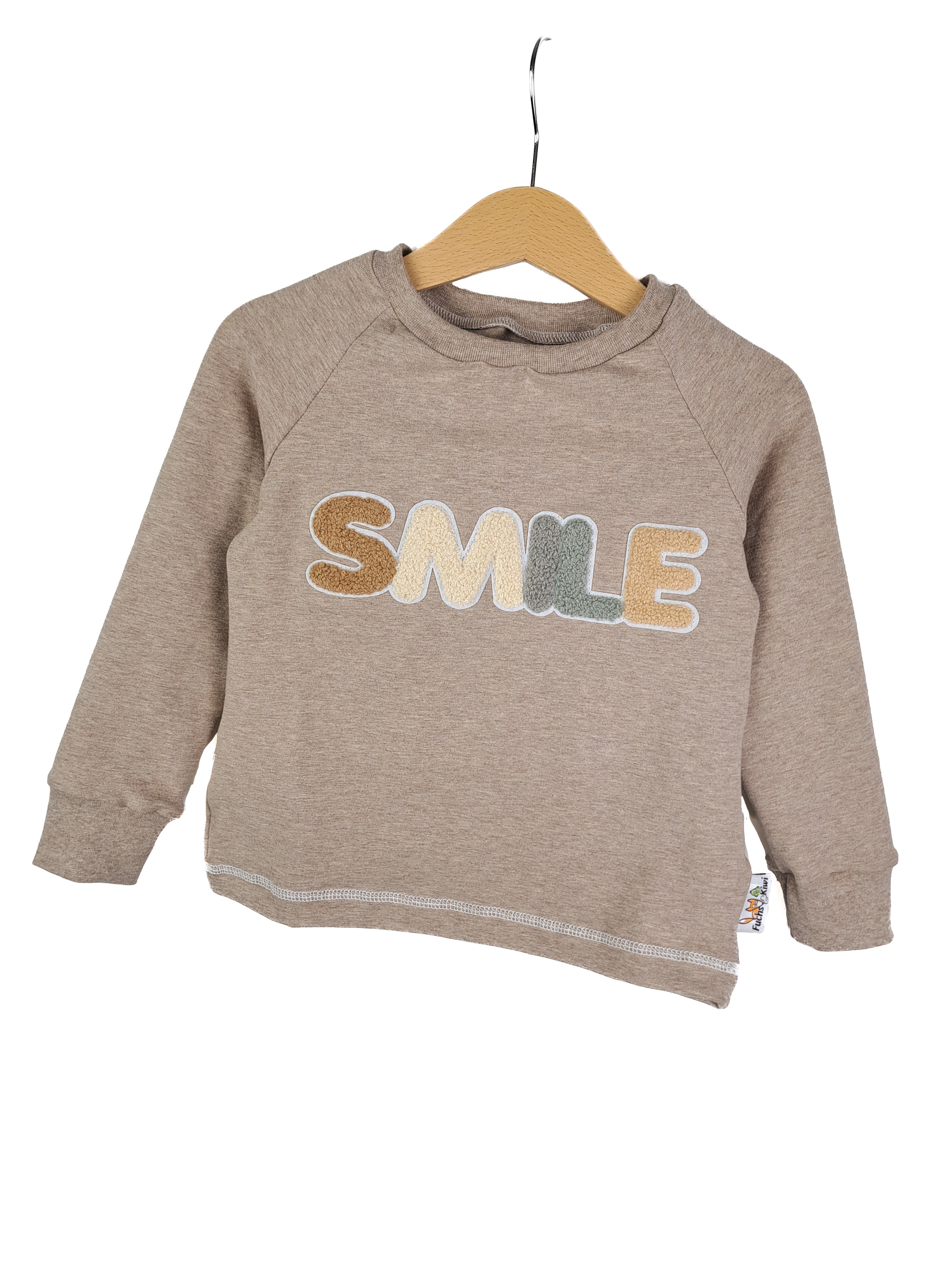 Langarmshirt Smile-Patch sand