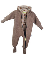 Walk overall, brown mottled, with hedgehog design