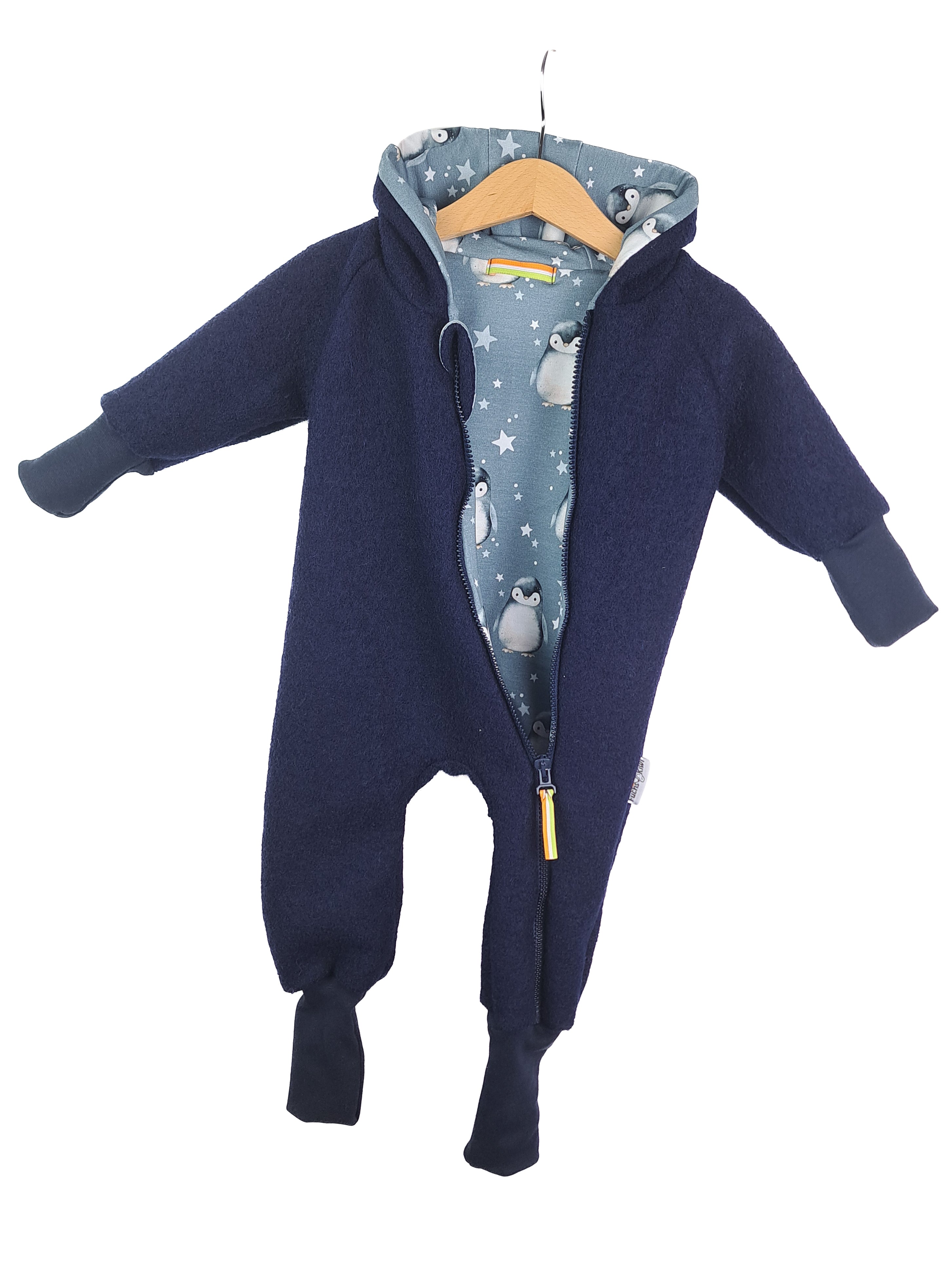 Walkoverall blau mit Pinguine blau