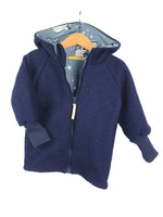 Boiled wool jacket blue with penguins blue