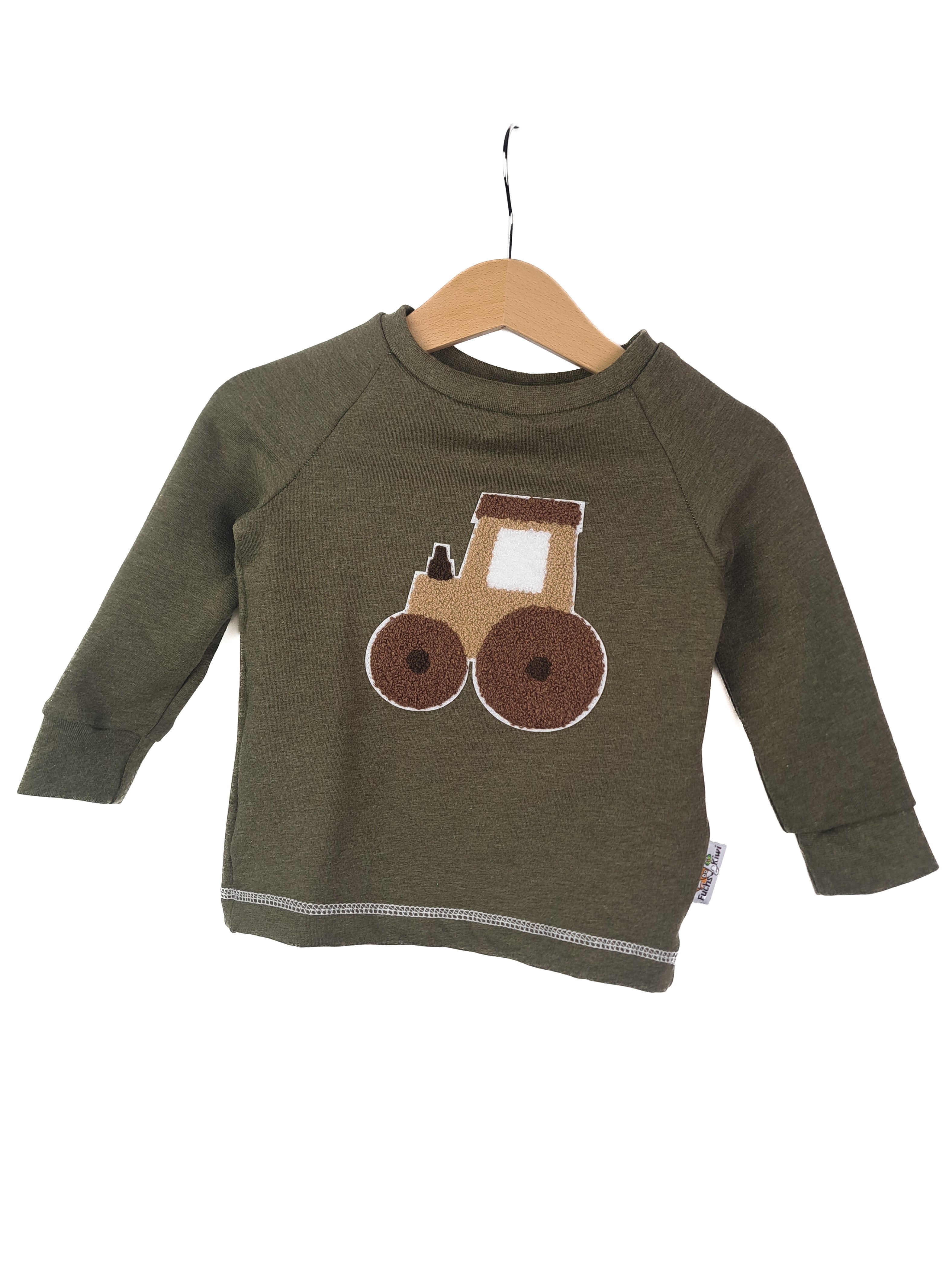 Langarmshirt Traktor-Patch khaki